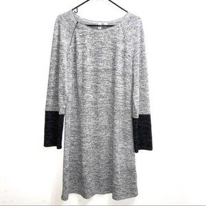 Gray & black dress w zipper long sleeve sz M 254B9